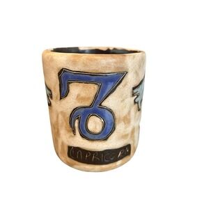MARA Mexico Stoneware Capricorn Mug Brown & Blue Zodiac Astrology Goat